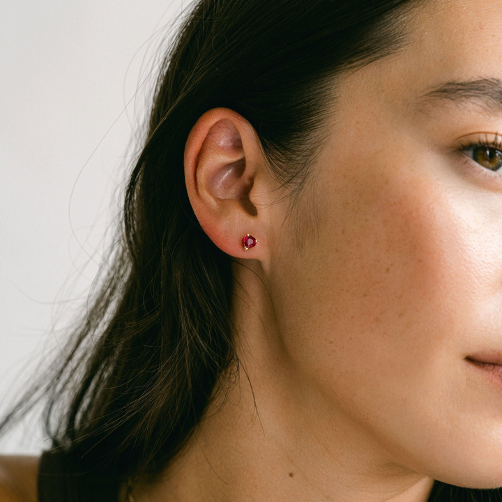 Heart Shape Ruby Studs