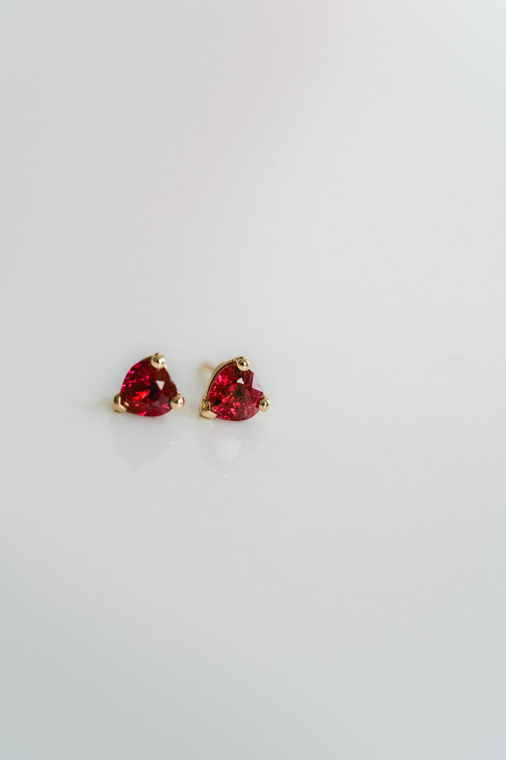 Heart Shape Ruby Studs