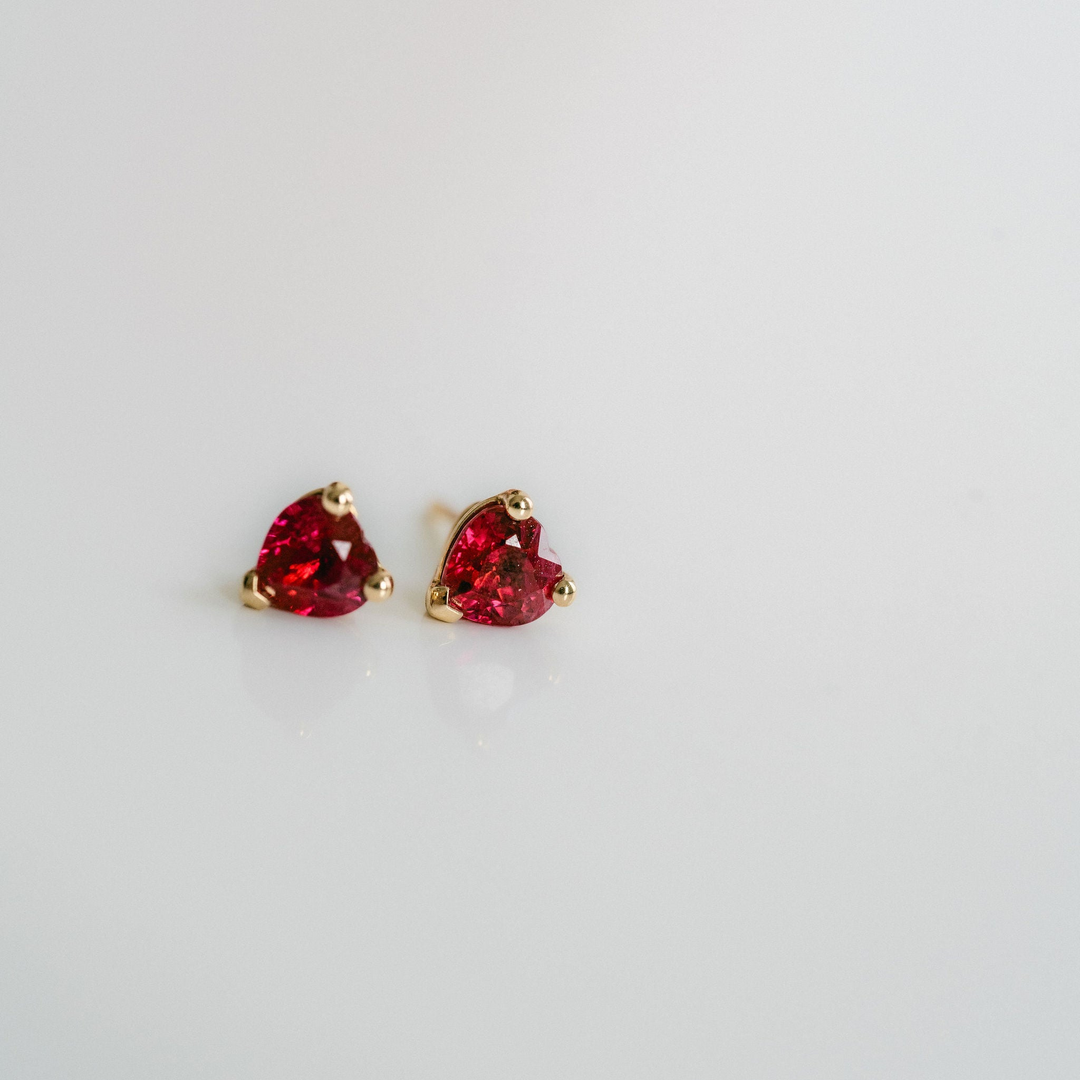 Heart Shape Ruby Studs