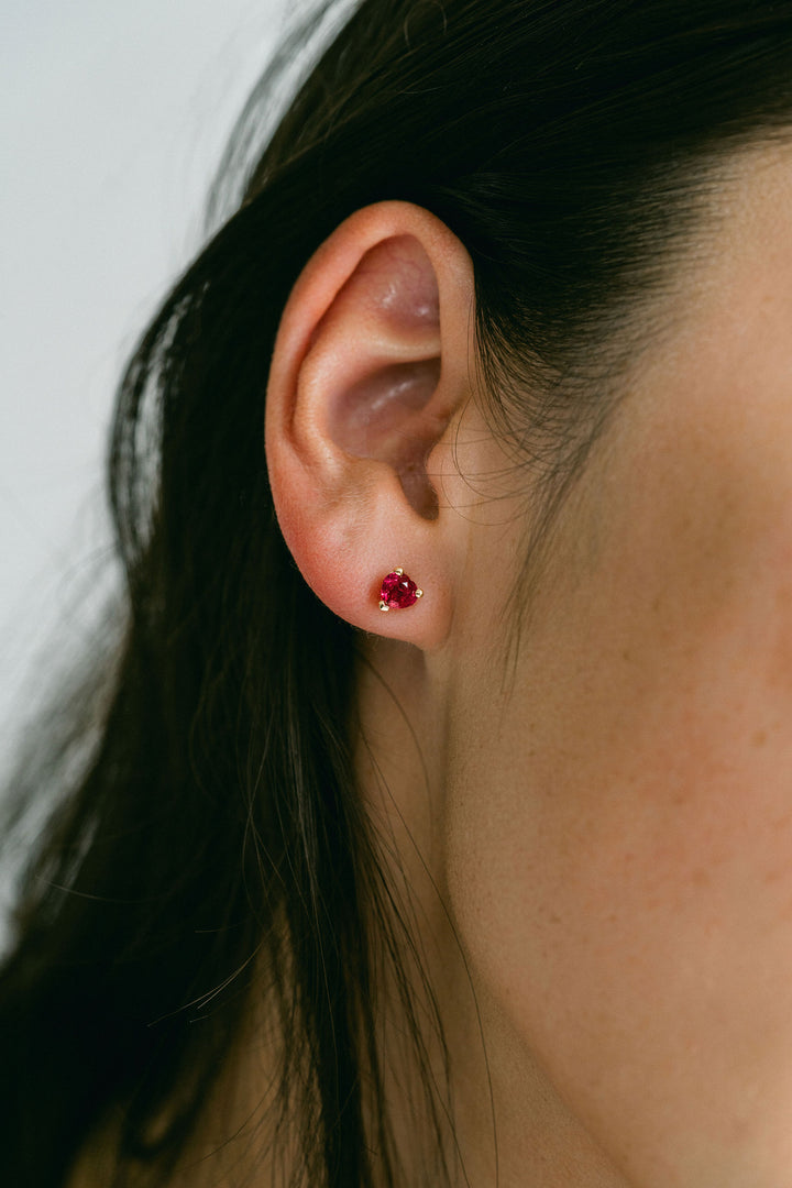 Heart Shape Ruby Studs