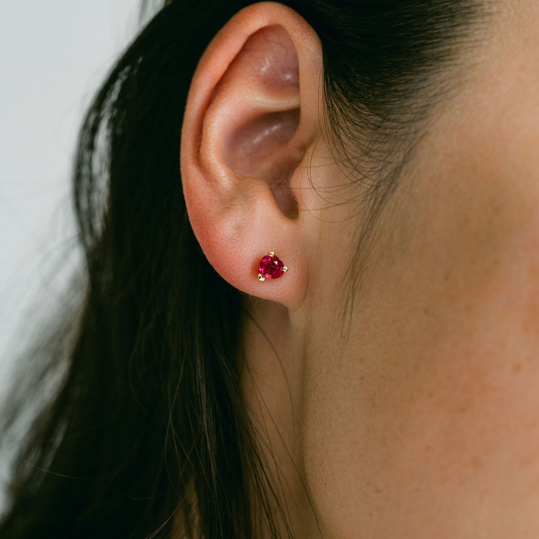 Heart Shape Ruby Studs