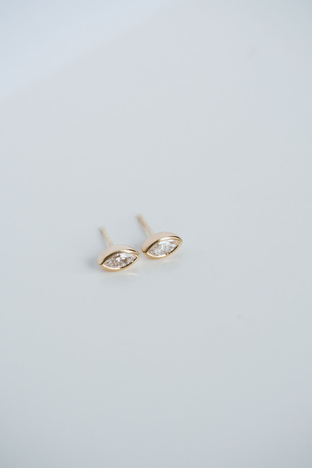 Marquise Cut Bezel Diamond Studs