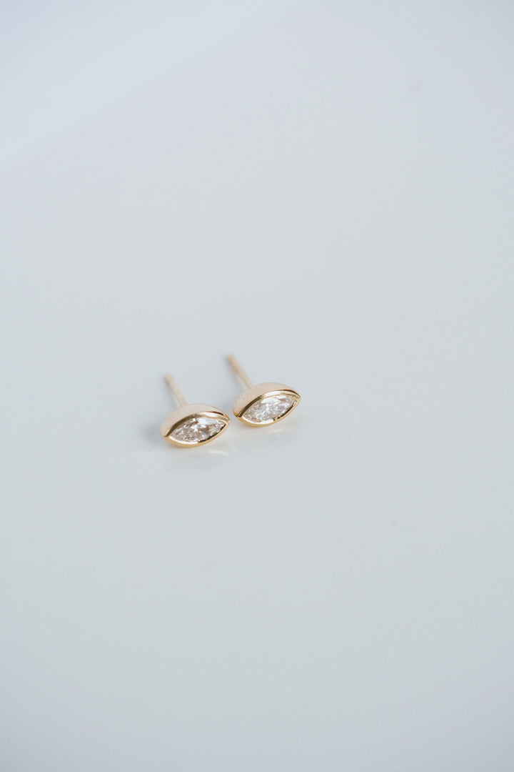 Marquise Cut Bezel Diamond Studs