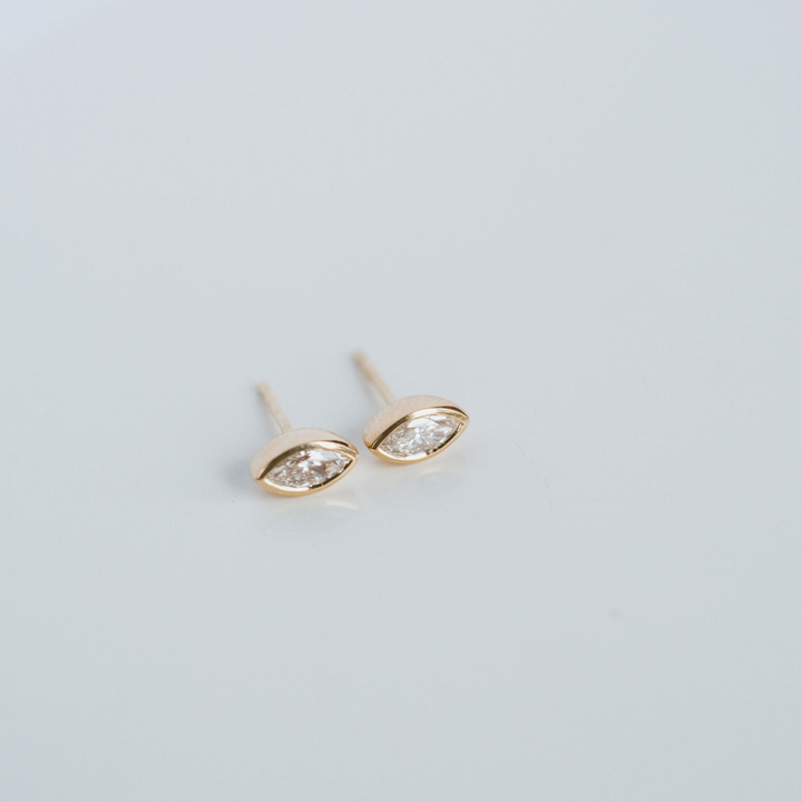 Marquise Cut Bezel Diamond Studs