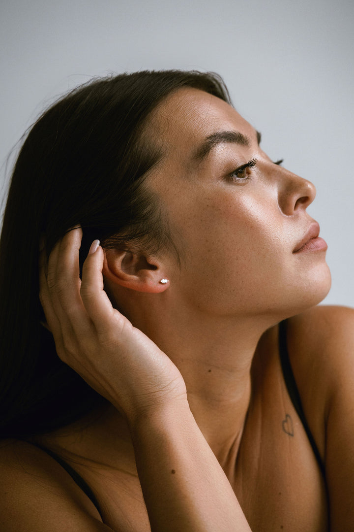 Marquise Cut Half Bezel Diamond Studs