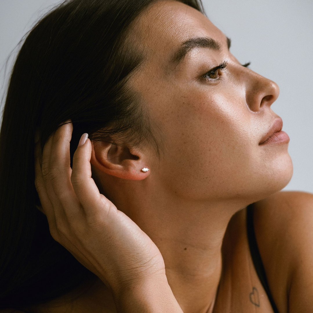 Marquise Cut Half Bezel Diamond Studs