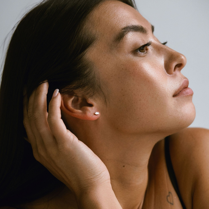 Marquise Cut Half Bezel Diamond Studs