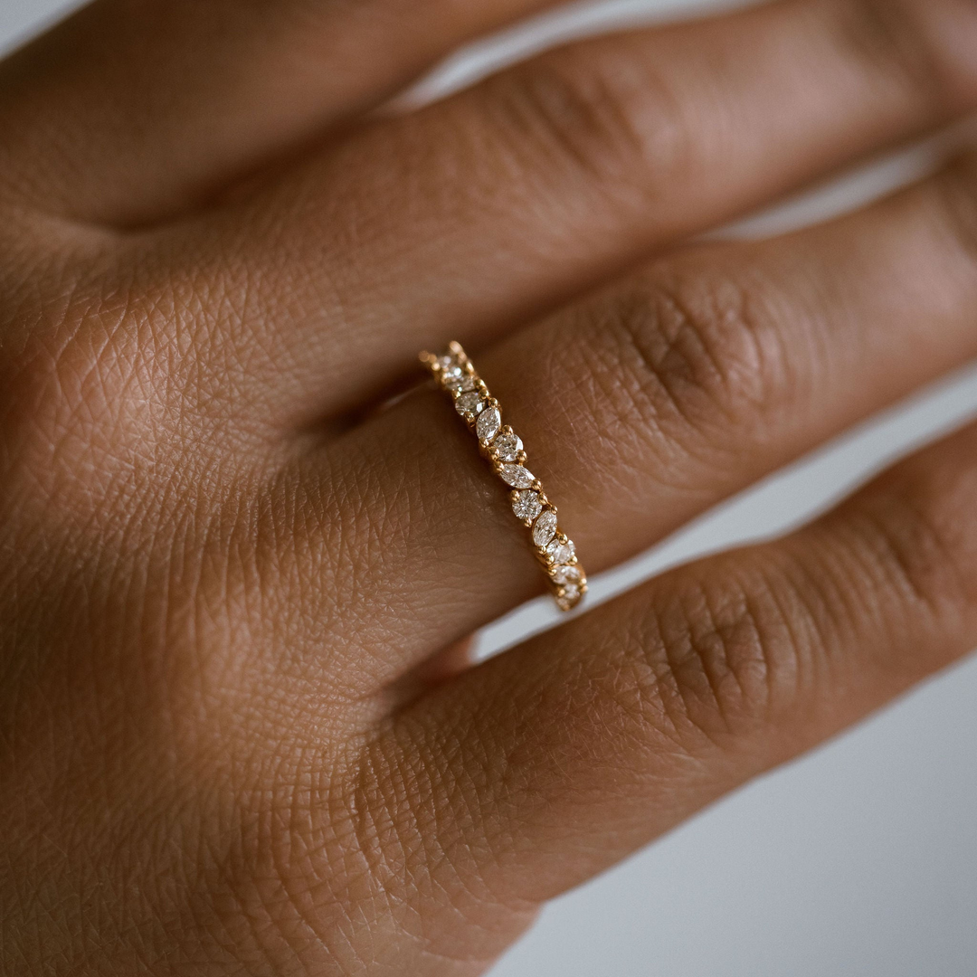 Marquise Cut and Round Brilliant Diamond Alternating Band - 2.8mm