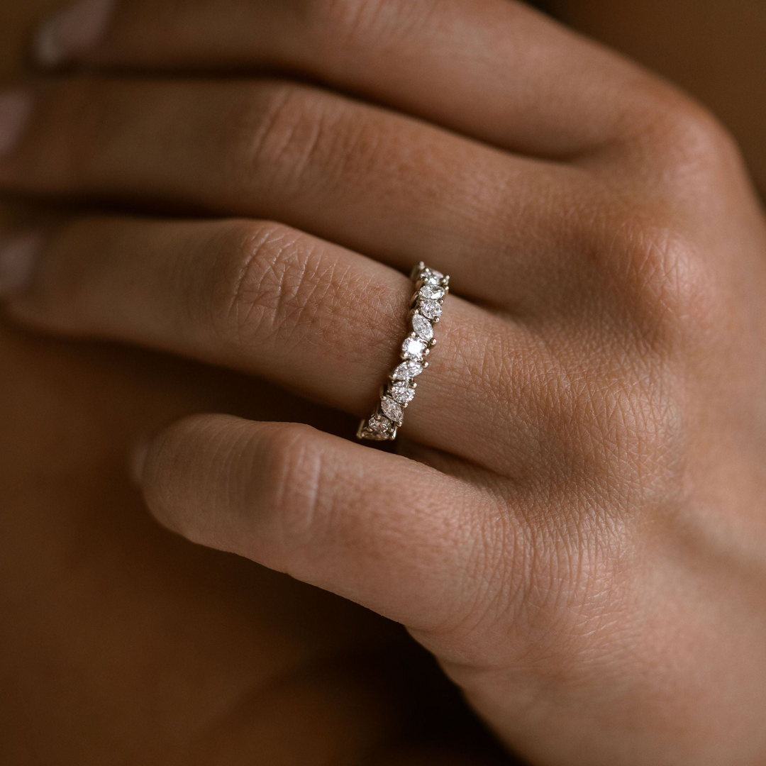 Marquise Cut and Round Brilliant Diamond Alternating Band - 4.0mm