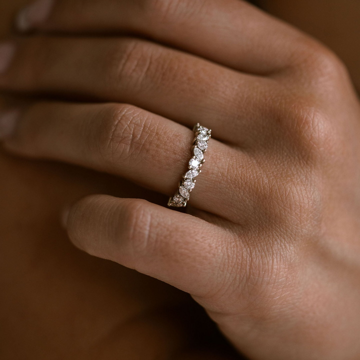 Marquise Cut and Round Brilliant Diamond Alternating Band - 4.0mm