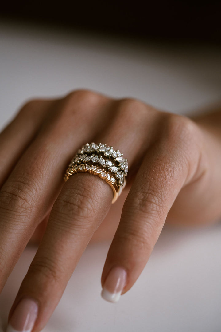 Marquise Cut and Round Brilliant Diamond Alternating Band - 4.0mm