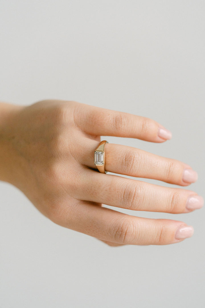 1.50ct. Approx. Emerald Cut East-West Diamond Signet Ring