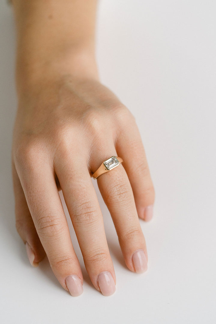 1.50ct. Approx. Emerald Cut East-West Diamond Signet Ring