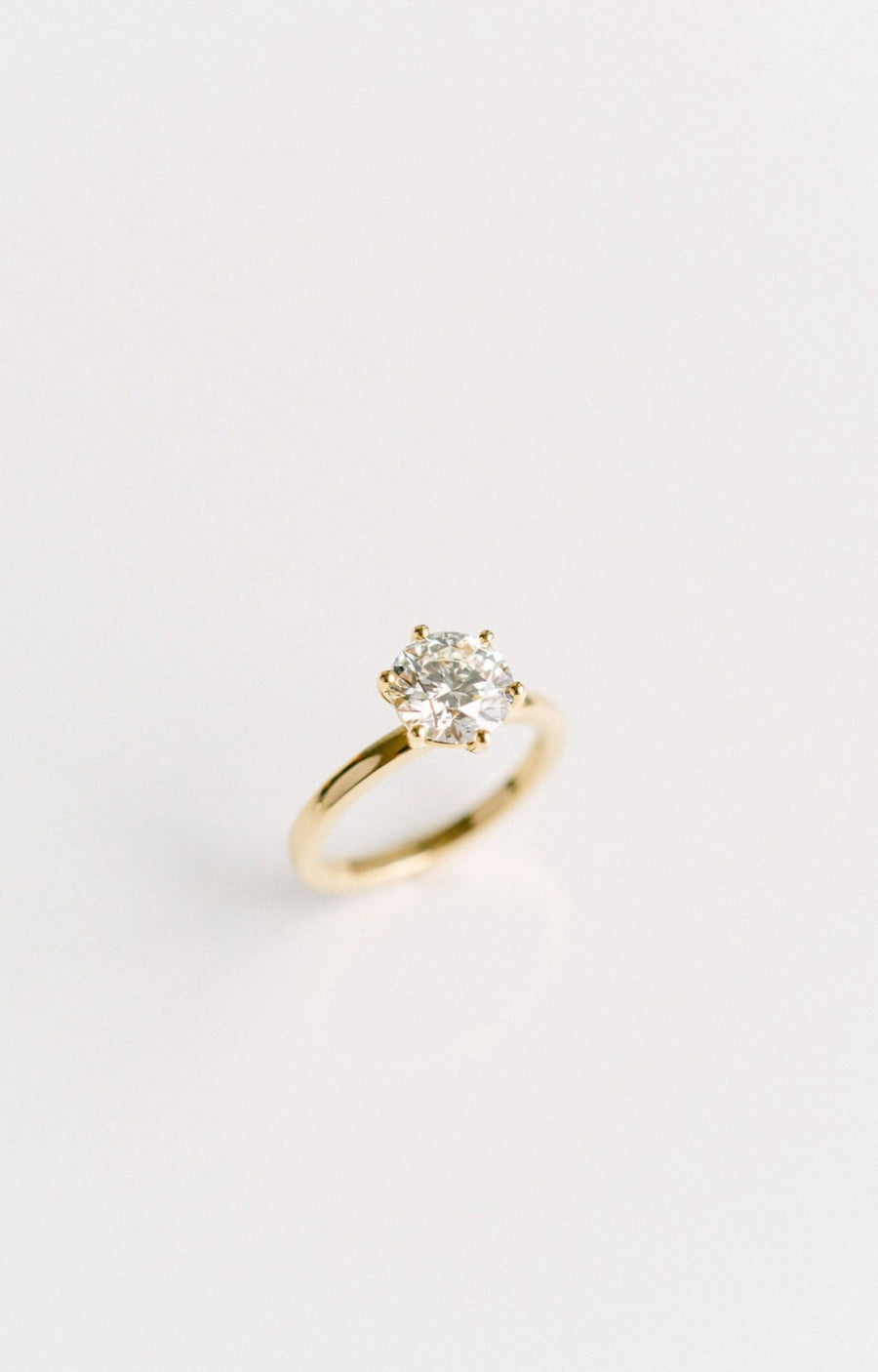 Round Brilliant Diamond Solitaire Engagement Ring With A 6-Prong Detail, 14k Yellow Gold