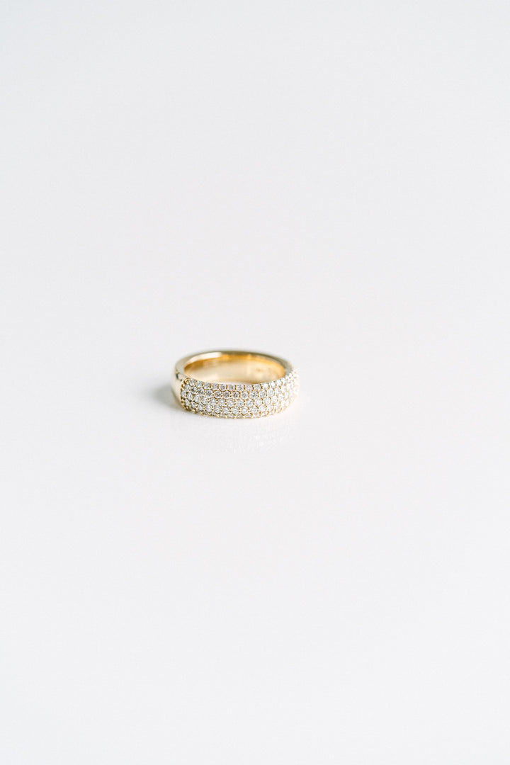 Chunky Diamond Micropavé Band, Solid Gold