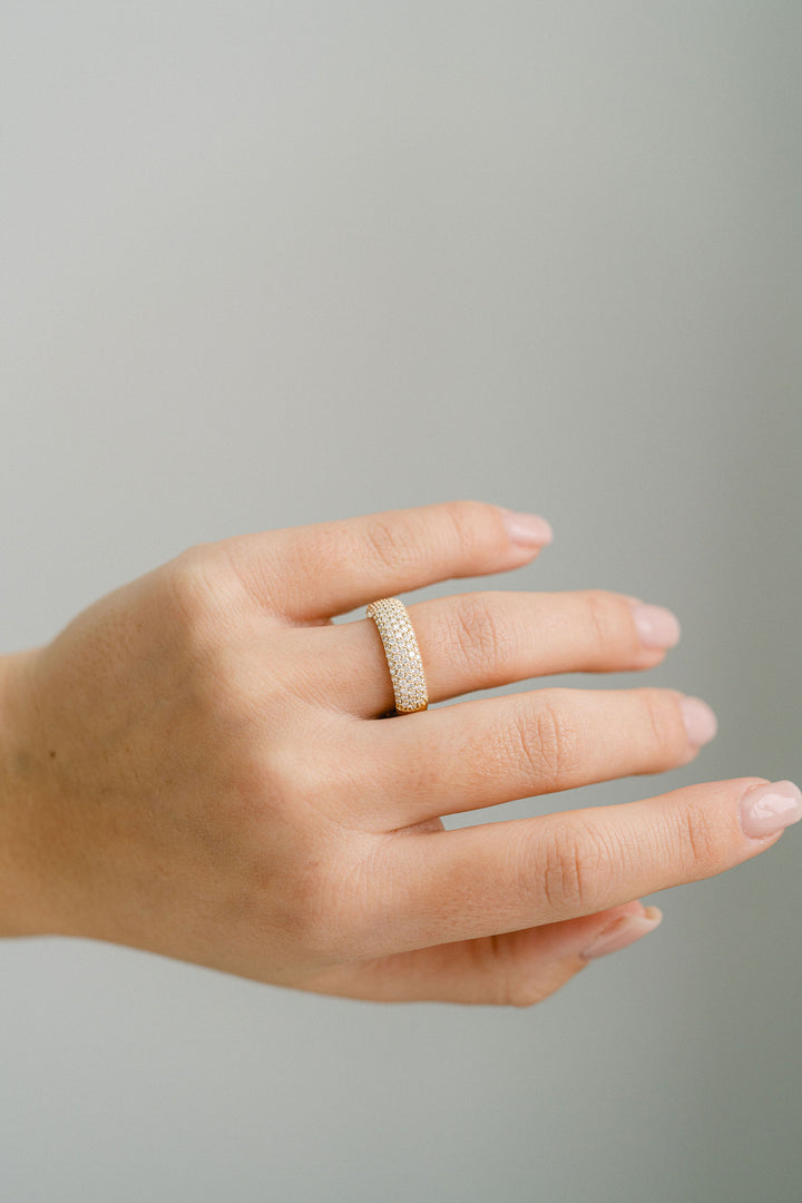 Chunky Diamond Micropavé Band, Solid Gold