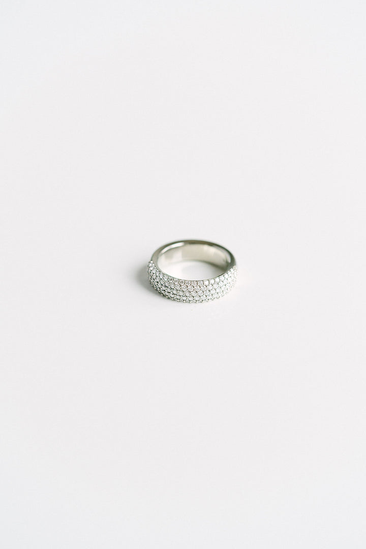 Chunky Diamond Micropavé Band, Solid Gold