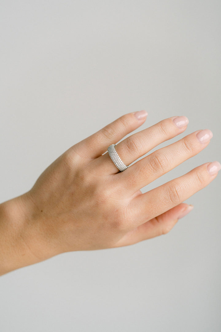 Chunky Diamond Micropavé Band, Solid Gold