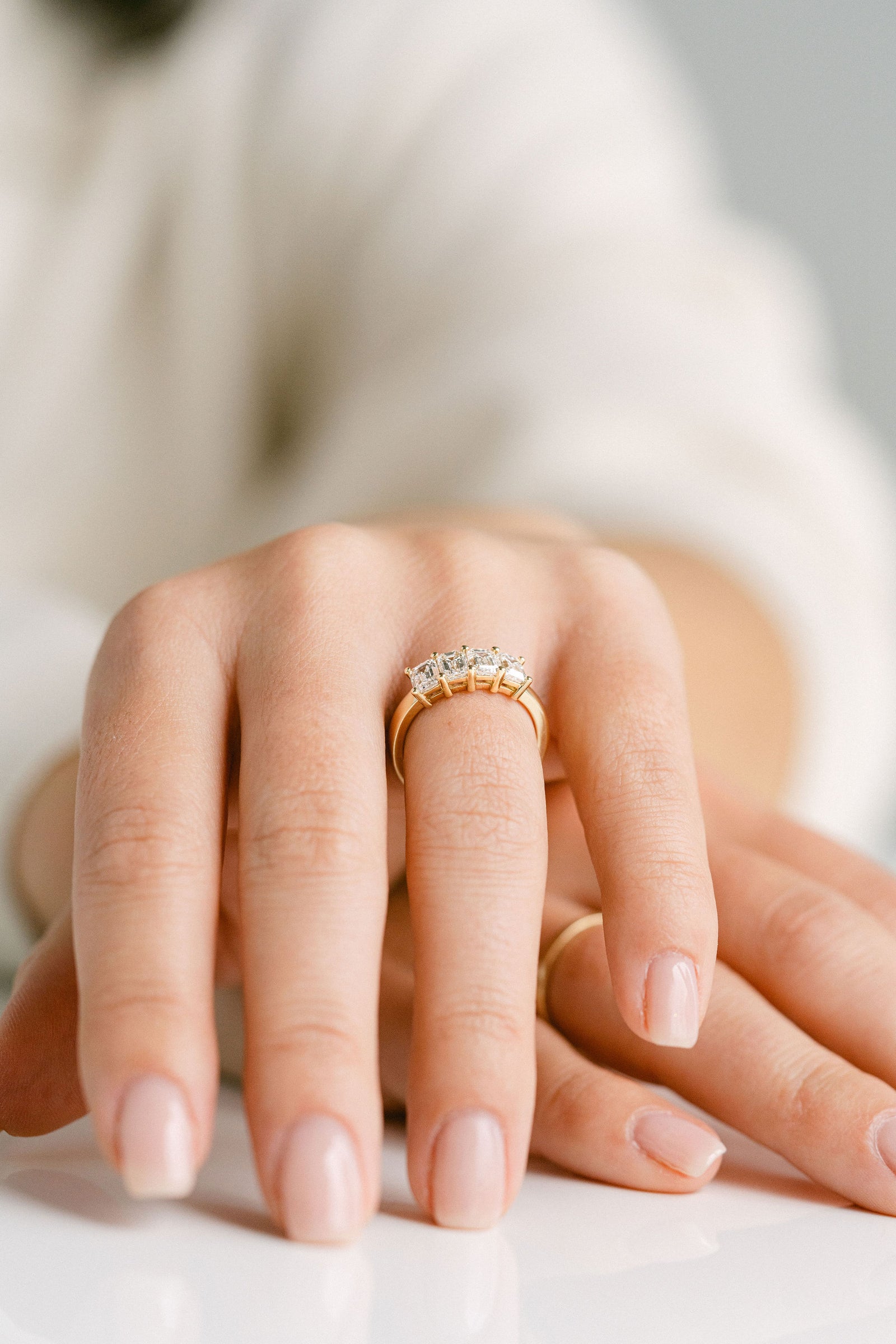 2.04ctw 4 Stone Emerald Cut Diamond Band 14k Yellow Gold