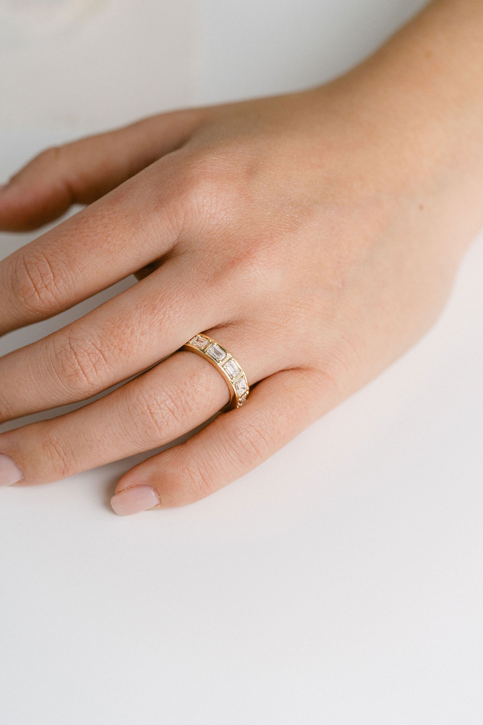 1.50ctw East-West Framed Emerald Cut Diamond Band 14k Yellow Gold