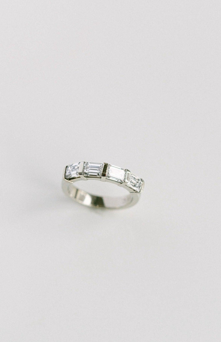 2.12ctw 4 Stone East-West Set Emerald Cut Diamond Band 14k White Gold