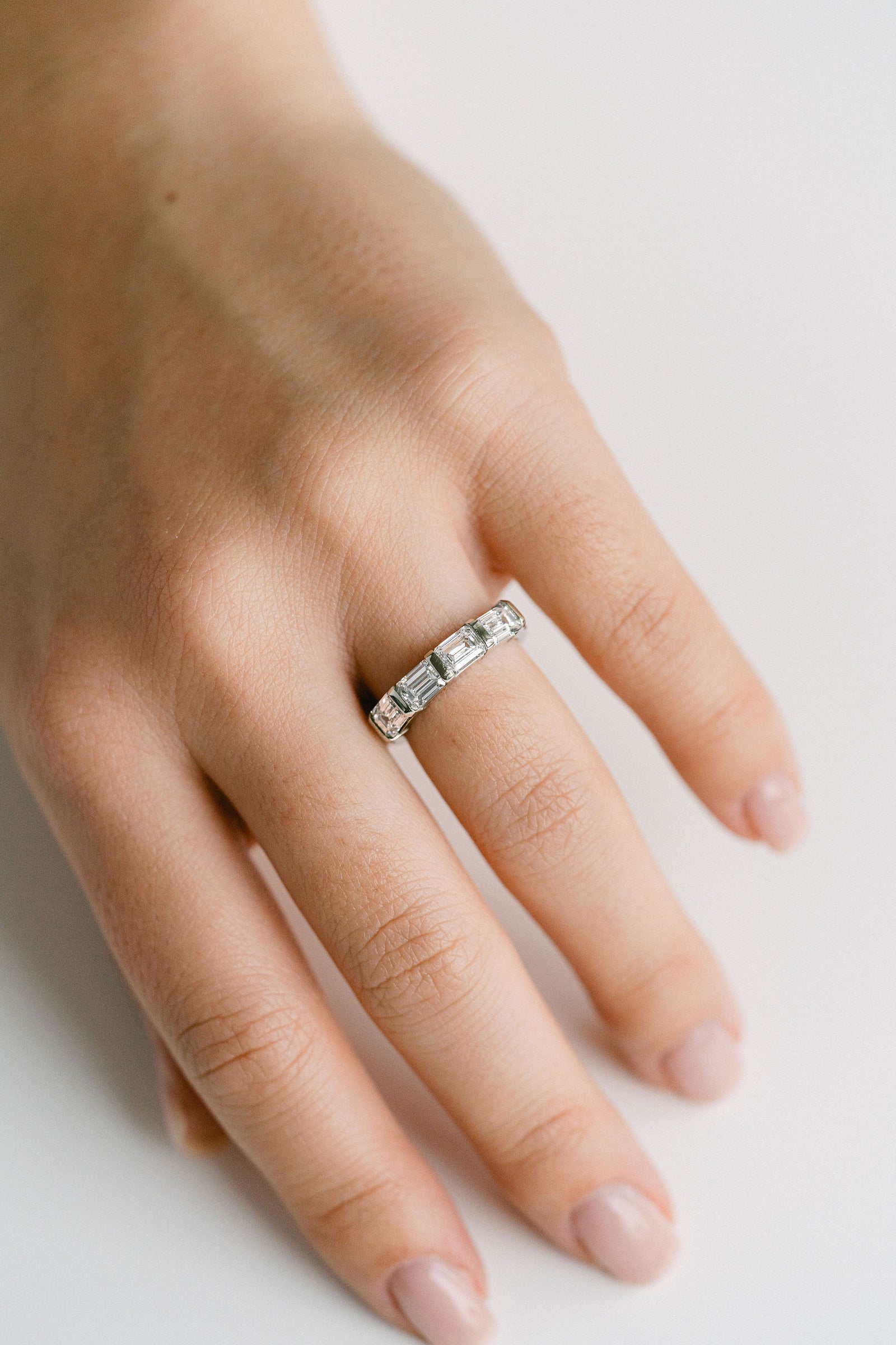 2.12ctw 4 Stone East-West Set Emerald Cut Diamond Band 14k White Gold