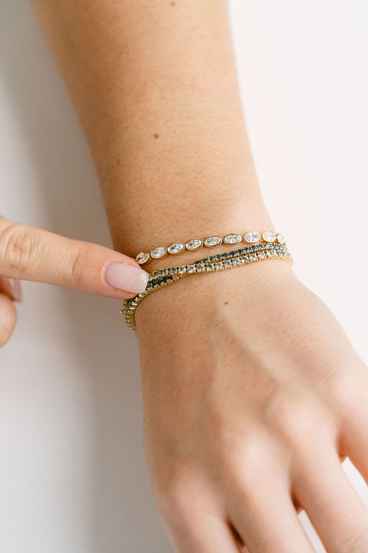 Round Light Sage Green Sapphire Tennis Bracelet