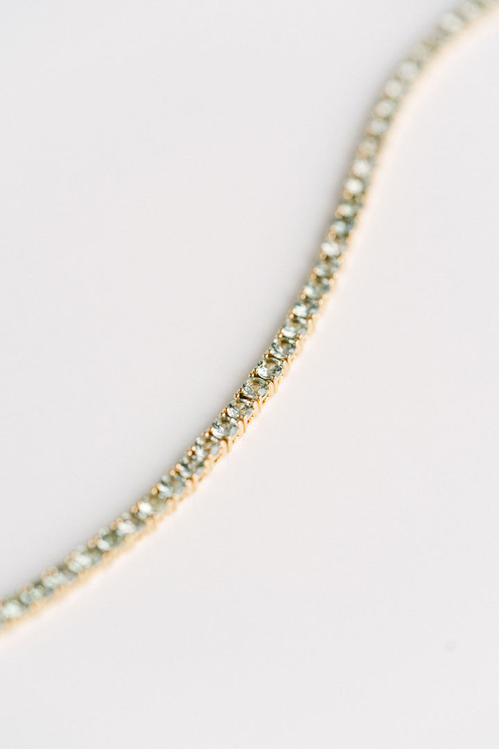 Round Light Sage Green Sapphire Tennis Bracelet