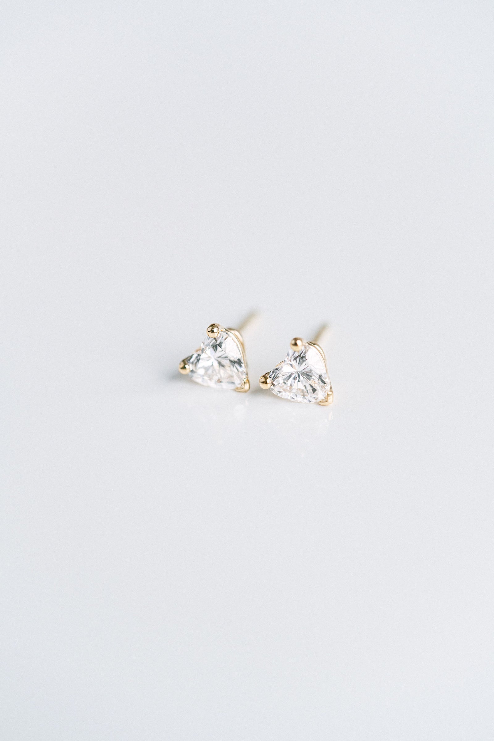 0.87ctw. Heart Shape Lab Diamond Studs, 14k Yellow Gold