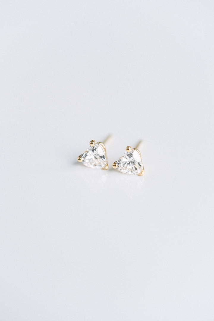 0.87ctw. Heart Shape Lab Diamond Studs, 14k Yellow Gold