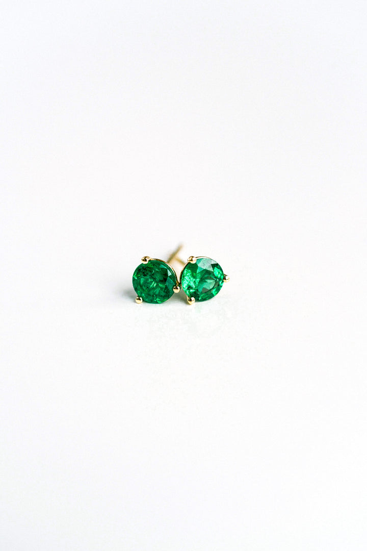Round Emerald Studs