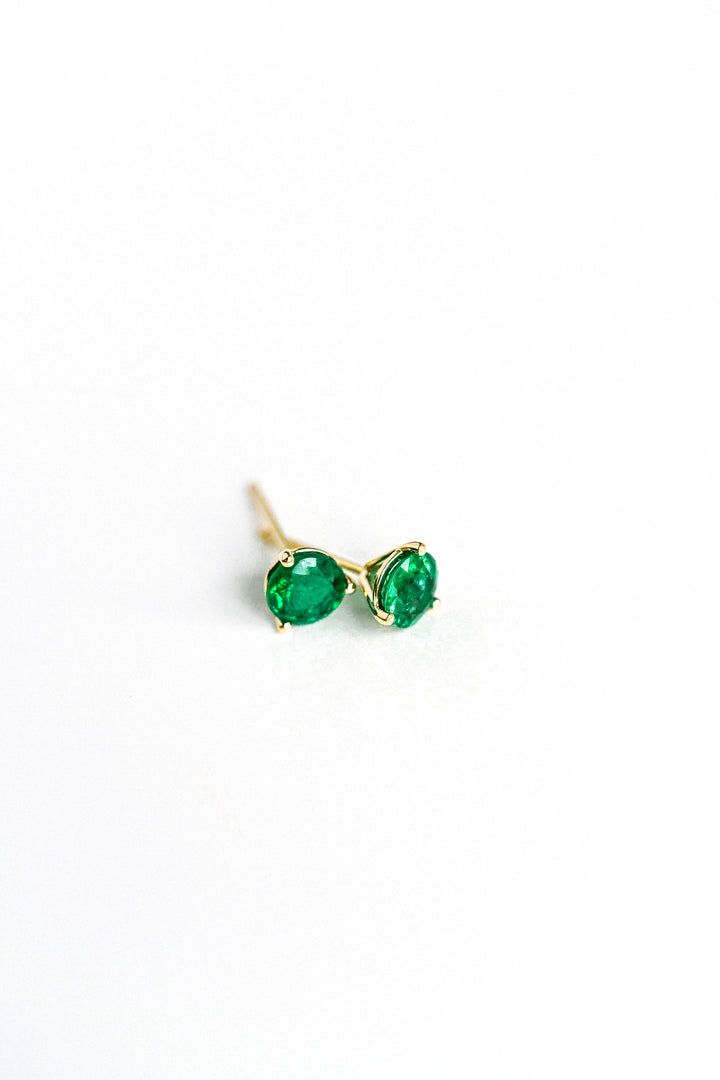 Round Emerald Studs