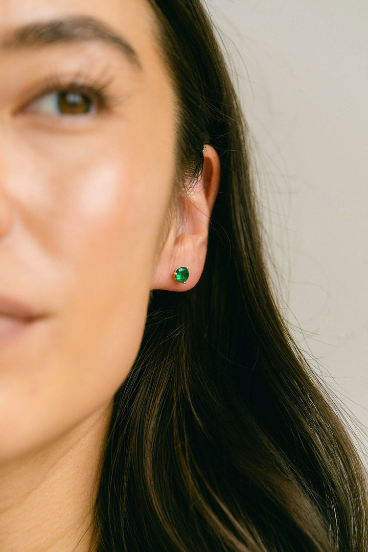 Round Emerald Studs