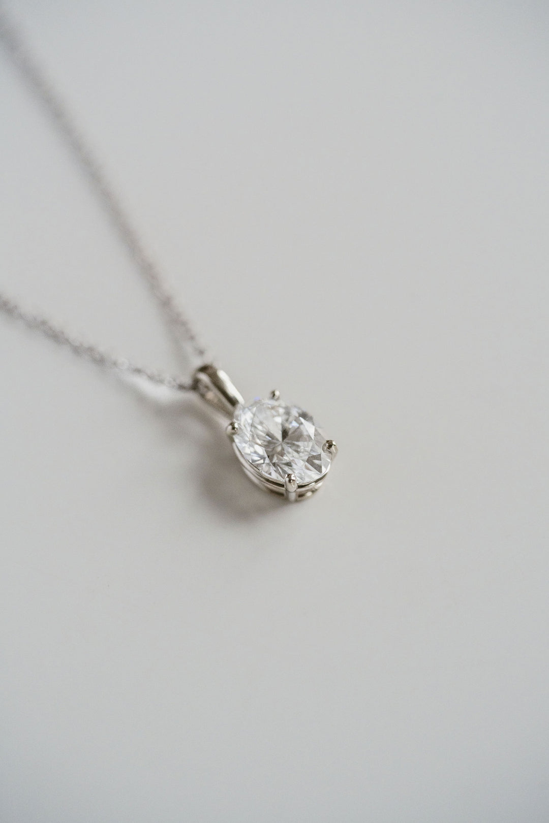 Oval Diamond Solitaire Necklace