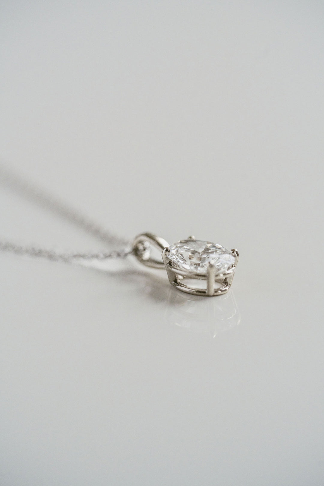 Oval Diamond Solitaire Necklace