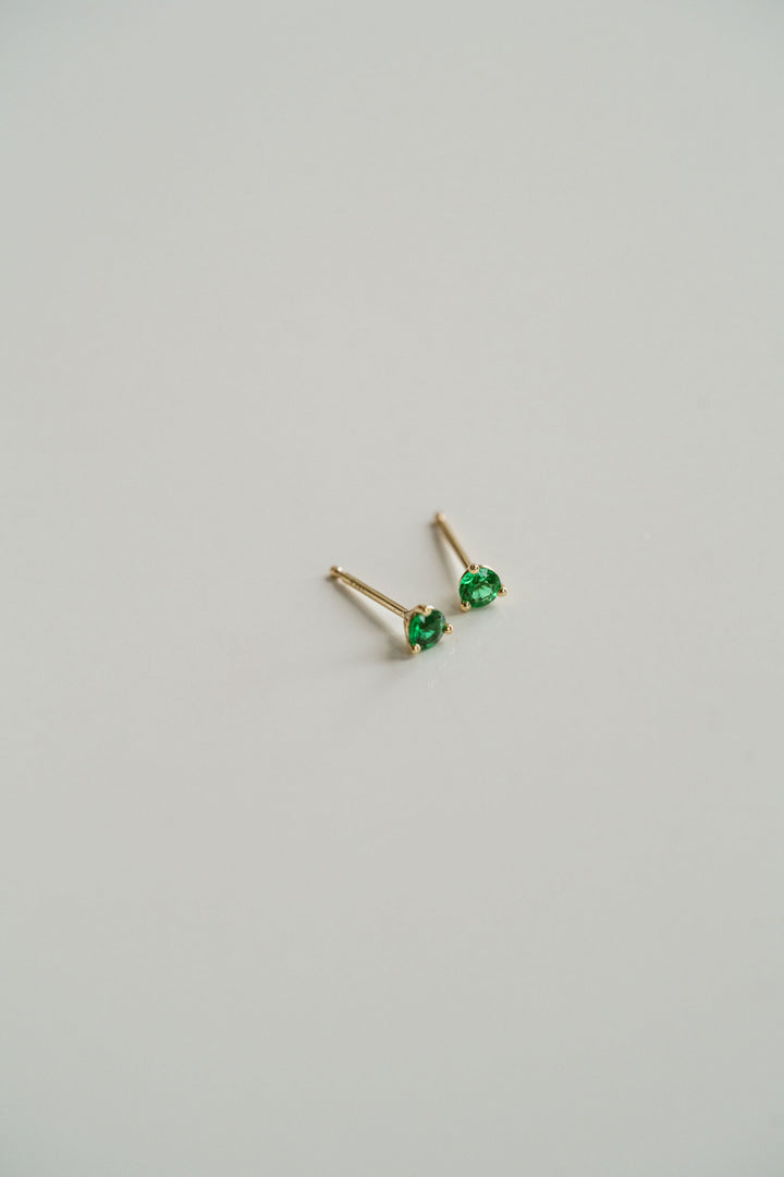 Round Emerald Studs