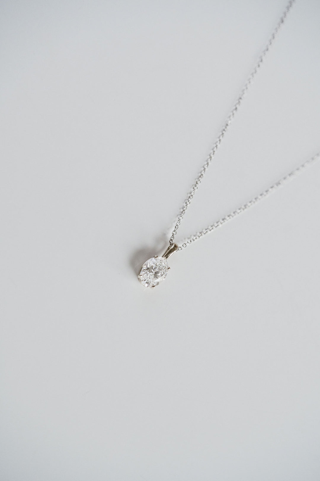 Oval Diamond Solitaire Necklace