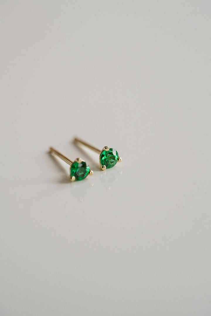 Round Emerald Studs