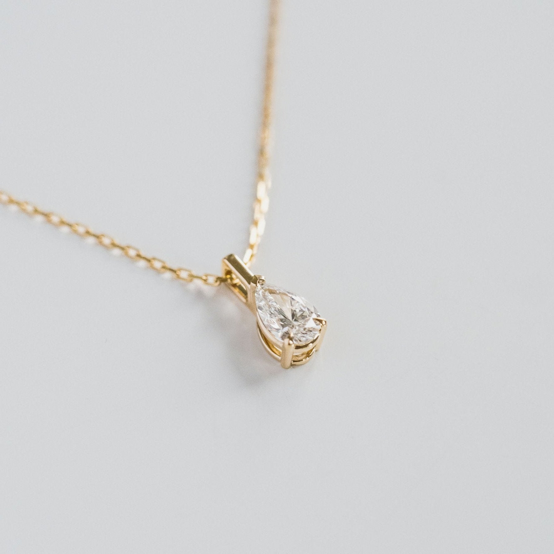 Pear Shape Diamond Solitaire Box Pendant