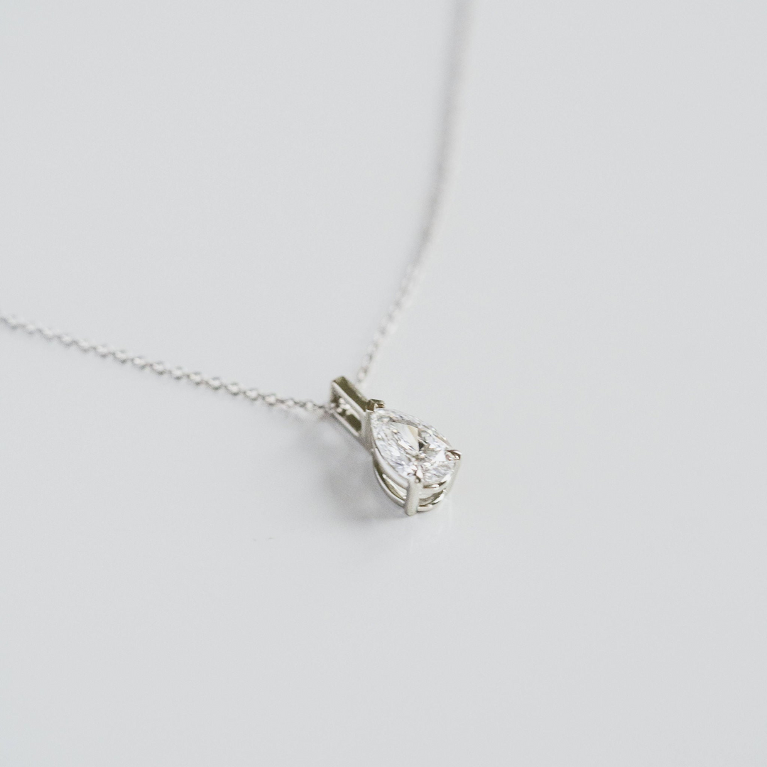Pear Shape Diamond Solitaire Box Pendant