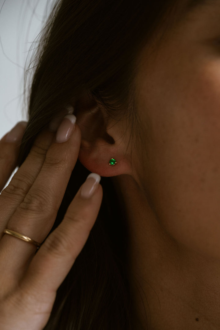Round Emerald Studs