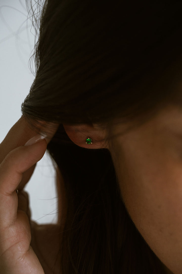 Round Emerald Studs