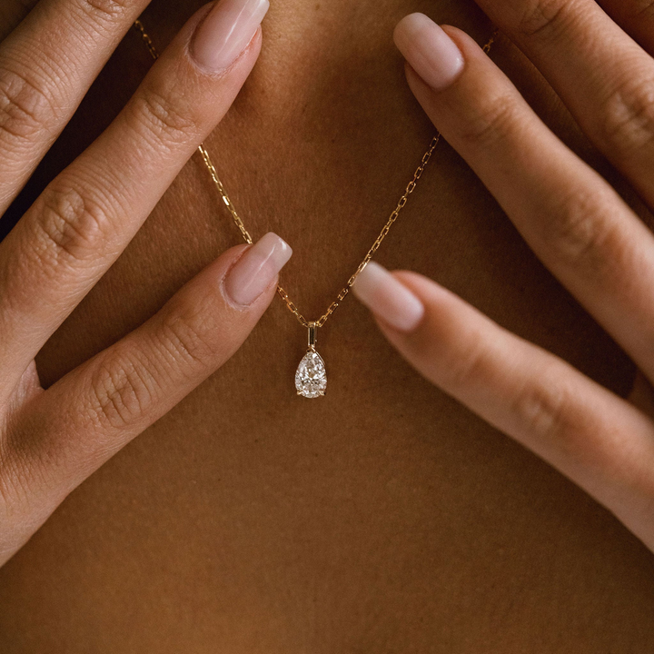 Pear Shape Diamond Solitaire Box Pendant