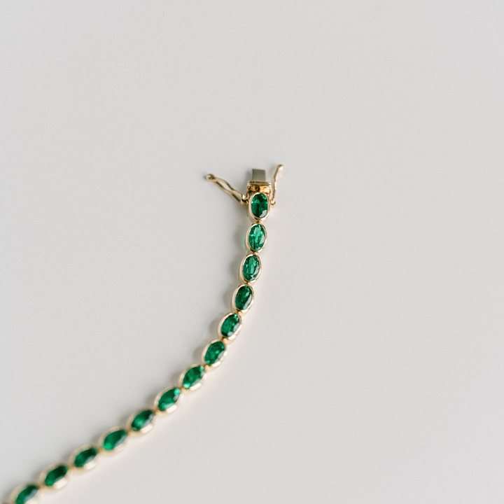 Oval Emerald Bezel Tennis Bracelet