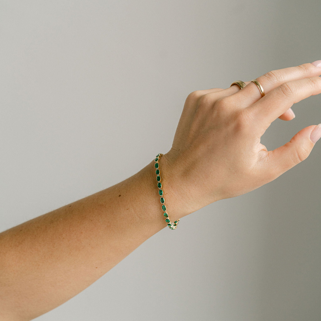 Oval Emerald Bezel Tennis Bracelet