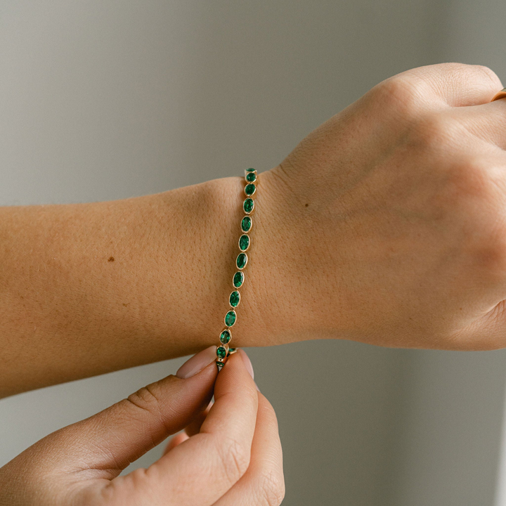 Oval Emerald Bezel Tennis Bracelet