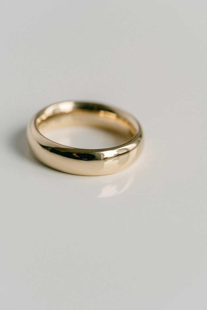 Rounded Heavy Mens Band, 14k Yellow Gold