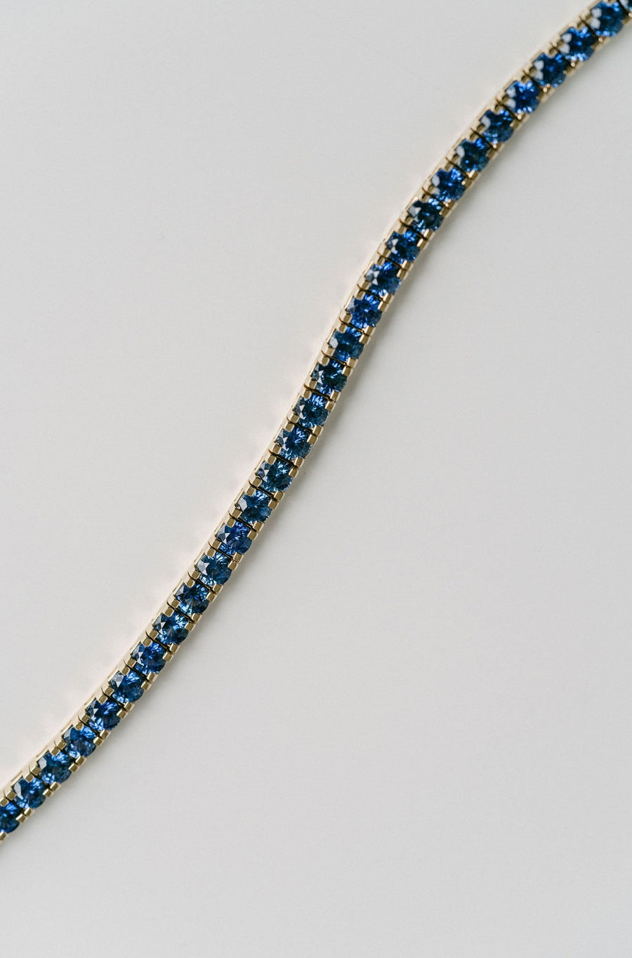 Round Blue Sri Lankan Sapphire Tennis Bracelet With Flat Prongs, 14k Yellow Gold