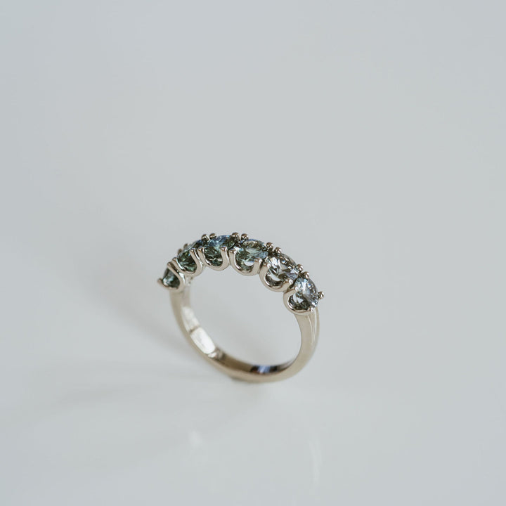 Round Blue-Green Sapphire Dahlia Band - 4.5mm