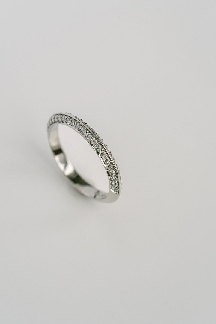 Diamond Pavé Knife-Edge Band, 14k White Gold